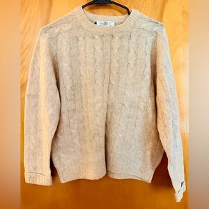 Vintage Orvis 100% Shetland Wool Cable Knit Sweater